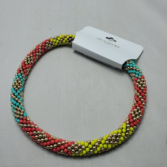 Signature multi color beaded Bohemian choker necklace - Picture 2 of 3